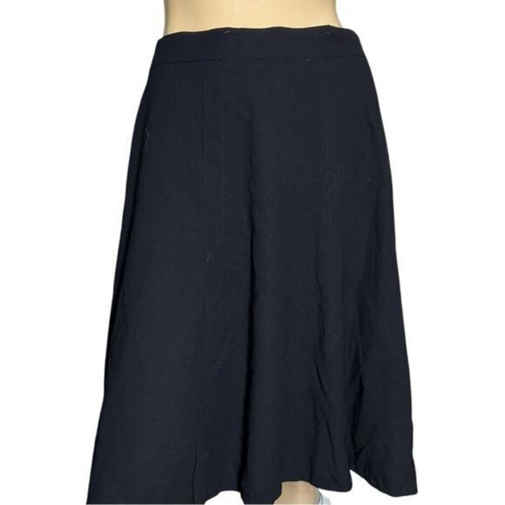 Escada Margaretha Ley Vintage Womens Size 40 8 Black Wool Full Knee Length Skirt